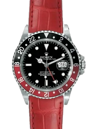 GMT-Master 16710 Coke with Red Alligator Strap Water Resistant