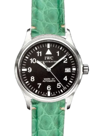 Pilot IW3253-07 with Millennium Green Alligator Strap — Minimal Stitching