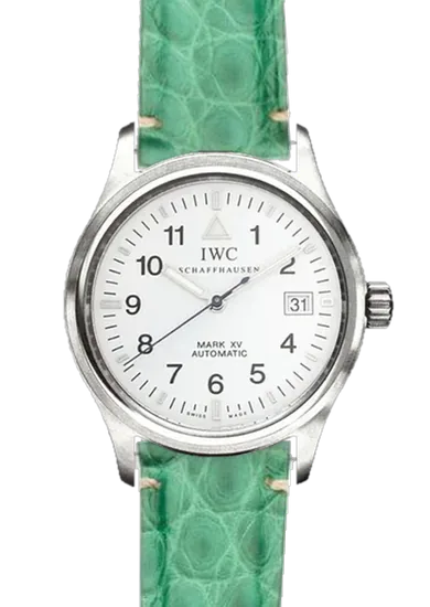 Pilot IW3253-09 con Cinturino Alligatore Verde Millennium — Cuciture Minimali