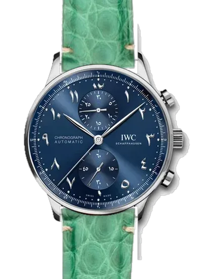 Portugieser IW3714-89 con Cinturino Alligatore Verde Millennium — Cuciture Minimali