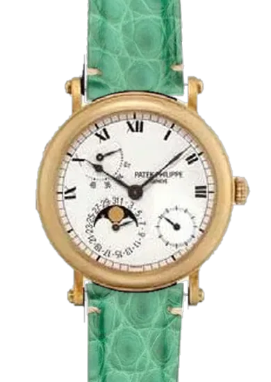 Calatrava 5054J avec Bracelet Alligator Vert Millennium — Coutures Minimalistes