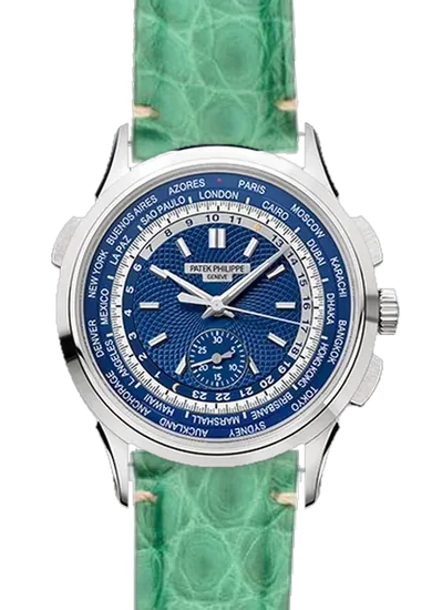 Complications 5930G-001 con Correa de cocodrilo verde Millennium — Costuras discretas