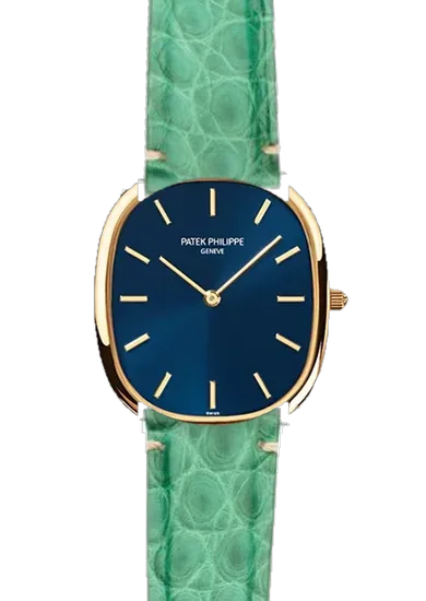 Golden Ellipse 3738/100J-012 avec Bracelet Alligator Vert Millennium — Coutures Minimalistes