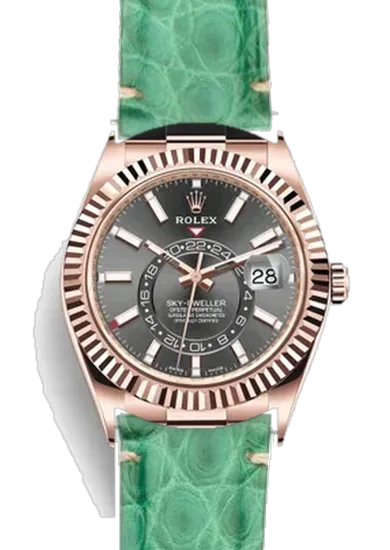 Sky-Dweller 326235-0006 con Cinturino Alligatore Verde Millennium — Cuciture Minimali