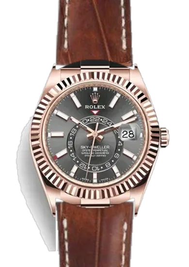 Sky-Dweller 326235-0006 con Cinturino Alligatore Vintage Cognac Cucito a Mano