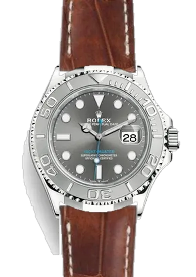 Yacht-Master 126622-0001 con Correa de cocodrilo vintage color coñac cosida a mano