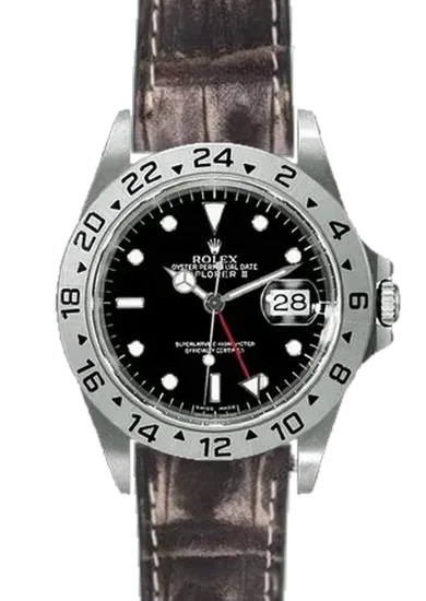Explorer II 16570-0004 con Correa de cocodrilo vintage color coñac
