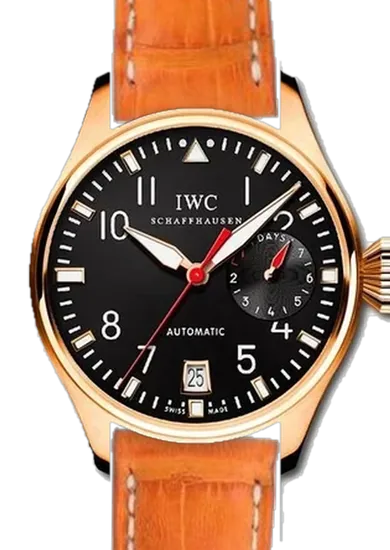 Big Pilot IW5004-09 con Cinturino Caiman Arancio Opaco Cucito a Mano