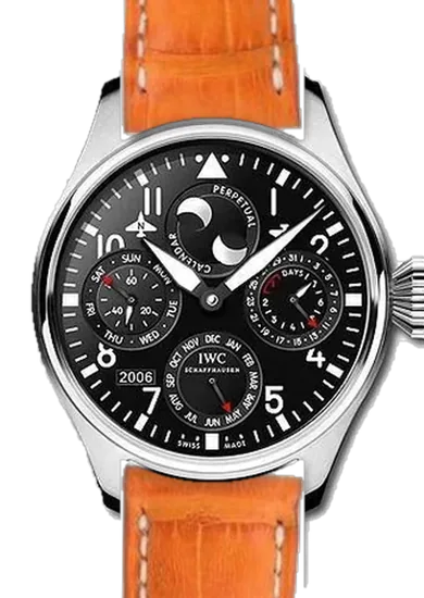 Big Pilot IW5026-07 con Cinturino Caiman Arancio Opaco Cucito a Mano