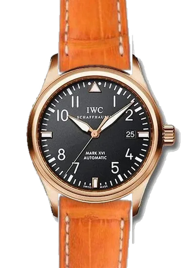 Pilot IW3255-15 con Correa de caimán naranja mate cosida a mano