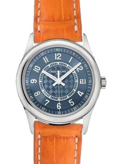Calatrava 6007A-001 mit Mattes Caiman-Armband Orange, handgenäht
