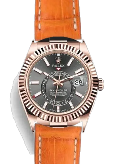 Sky-Dweller 326235-0006 con Cinturino Caiman Arancio Opaco Cucito a Mano