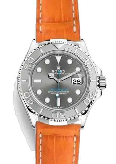 Yacht-Master 126622-0001 con Correa de caimán naranja mate cosida a mano