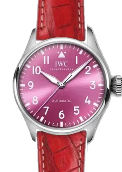 Big Pilot IW3293-05 avec Bracelet Caiman Latirostris Rouge Mat — Cousu Main