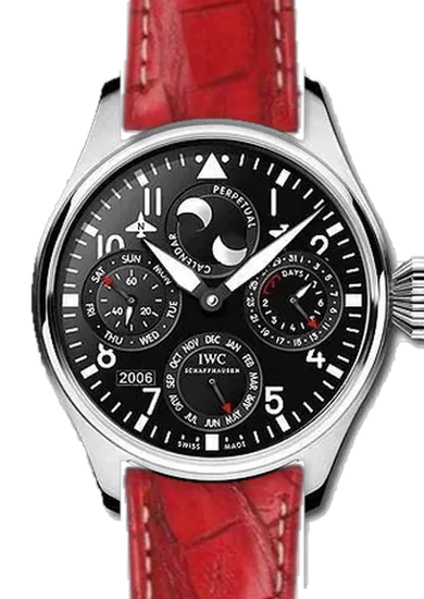 Big Pilot IW5026-07 con Cinturino Caiman Latirostris Rosso Opaco — Cucito a Mano