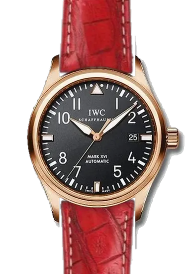 Pilot IW3255-15 con Correa de caimán Latirostris rojo mate — Cosida a mano