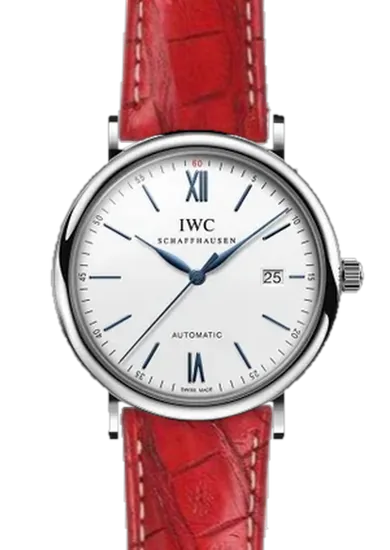 Portofino IW3565-27 con Cinturino Caiman Latirostris Rosso Opaco — Cucito a Mano