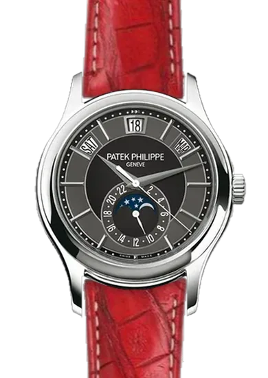 Complications 5205G-010 con Correa de caimán Latirostris rojo mate — Cosida a mano