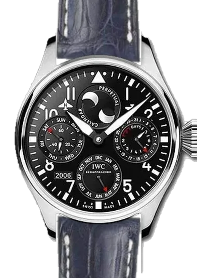 Big Pilot IW5026-07 con Cinturino Caiman Opaco Blu Cucito a Mano