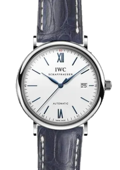 Portofino IW3565-27 con Cinturino Caiman Opaco Blu Cucito a Mano