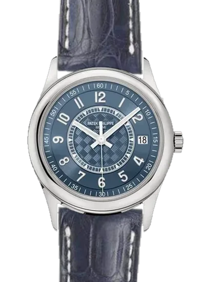 Calatrava 6007A-001 mit Mattes Caiman-Armband Blau, handgenäht