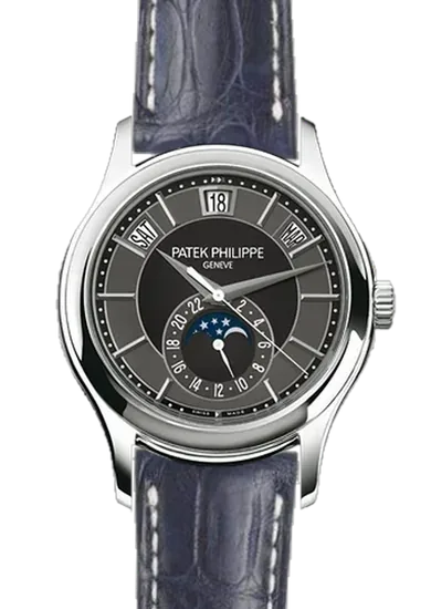Complications 5205G-010 con Correa de caimán azul mate cosida a mano