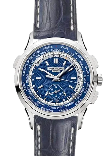 Complications 5930G-001 con Correa de caimán azul mate cosida a mano