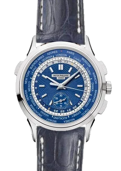 Complications 5930G-010 avec Bracelet Caïman Mat Bleu Cousu Main