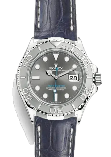 Yacht-Master 126622-0001 con Correa de caimán azul mate cosida a mano