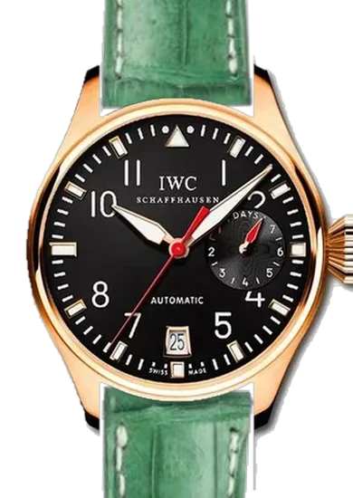 Big Pilot IW5004-09 con Cinturino Caiman Opaco Verde Militare — Cucito a Mano