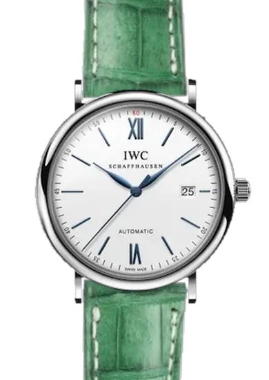 Portofino IW3565-27 con Cinturino Caiman Opaco Verde Militare — Cucito a Mano