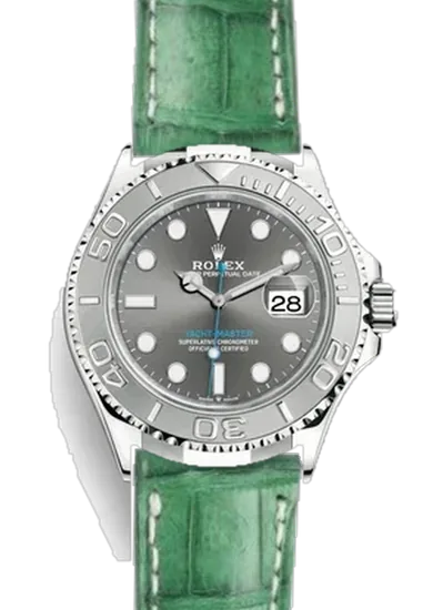Yacht-Master 126622-0001 con Correa de caimán mate verde militar — Cosida a mano