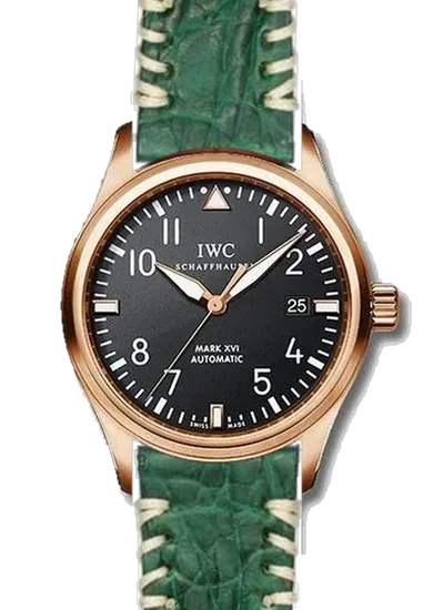 Pilot IW3255-15 con Correa de cocodrilo con acabado de goma en verde y costuras tribales en color crudo