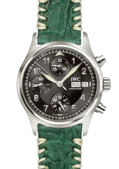 Pilot IW3706-15 con Correa de cocodrilo con acabado de goma en verde y costuras tribales en color crudo