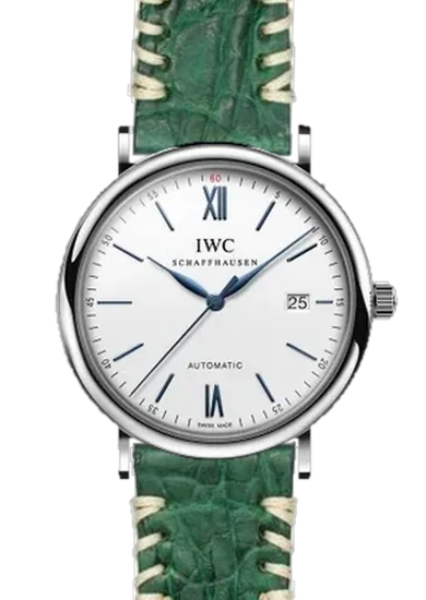 Portofino IW3565-27 con Cinturino Coccodrillo Gommato Verde con Cuciture Tribal Ecru
