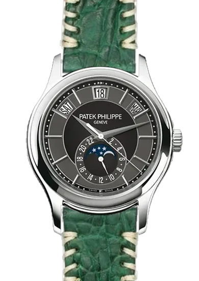 Complications 5205G-010 con Correa de cocodrilo con acabado de goma en verde y costuras tribales en color crudo