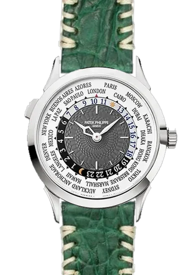 Complications 5230G-001 con Correa de cocodrilo con acabado de goma en verde y costuras tribales en color crudo
