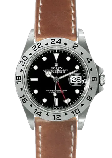 Explorer II 16570-0004 con Correa de cordobán negro y rojo