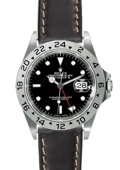 Explorer II 16570-0004 con Correa de cordobán negro y rojo