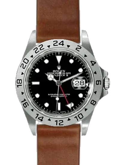 Explorer II 16570-0004 con Correa de cordobán marrón sin costuras