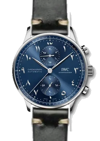 Portugieser IW3714-89 con Cinturino Cordovan Nero con Cuciture Ecru