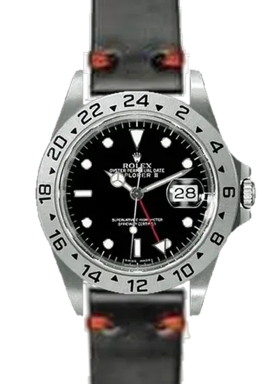 Explorer II 16570-0004 con Correa de cordobán negro y rojo