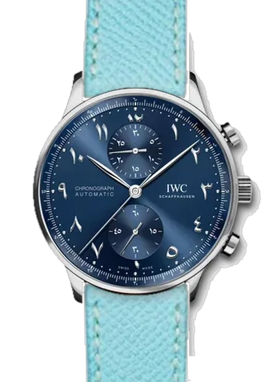 Portugieser IW3714-89 con Cinturino Epsom Azzurro Goffrato
