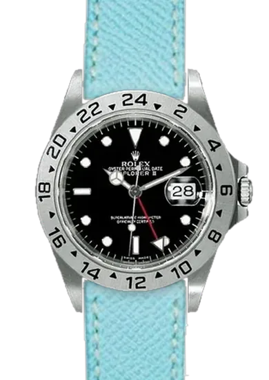 Explorer II 16570-0004 con Correa Epsom azul claro con relieve