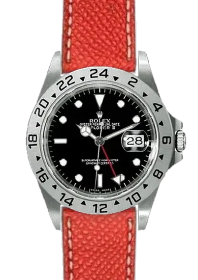 Explorer II 16570-0004 con Correa Epsom roja con relieve