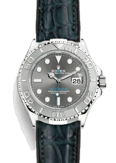Yacht-Master 126622-0001 con Correa híbrida de piel de cocodrilo y caucho verde oliva mate
