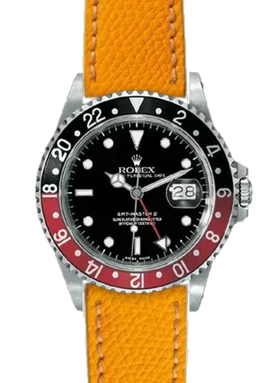 GMT-Master 16710 Coke with Hammered Yellow Strap with Ecru Stitching