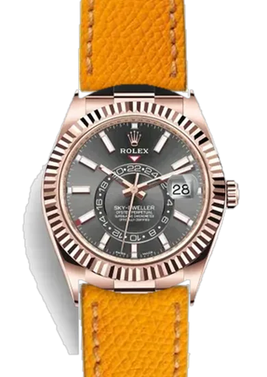 Sky-Dweller 326235-0006 con Cinturino Martellato Giallo con Cuciture Ecru