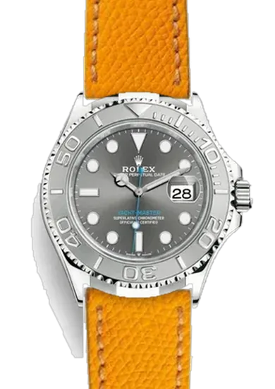 Yacht-Master 126622-0001 con Correa martillada amarilla con costuras de color crudo