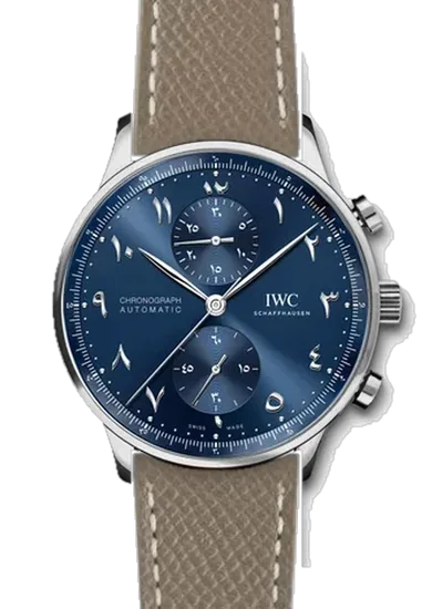 Portugieser IW3714-89 con Cinturino Vitello Martellato Taupe Cuciture Ecru